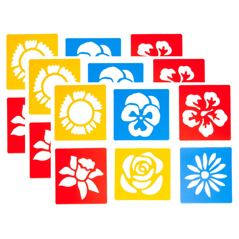 Flower Stencils, Plastic, 6 Count, Pack of 3