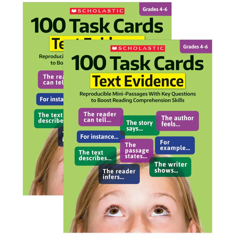 100 Task Cards: Text Evidence Text Activity Book, Pack of 2