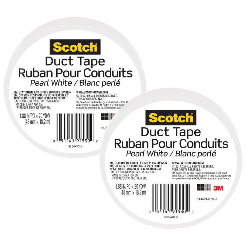 Duct Tape for Artists, 1.88 in x 20 yd (48 mm x 18.2 m), White, Pack of 2