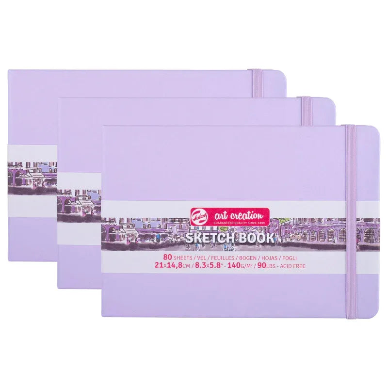 Sketchbook, 80 Sheets, 90lbs, Pastel Violet Cover, 8.3" x 5.8" (A5), Pack of 3