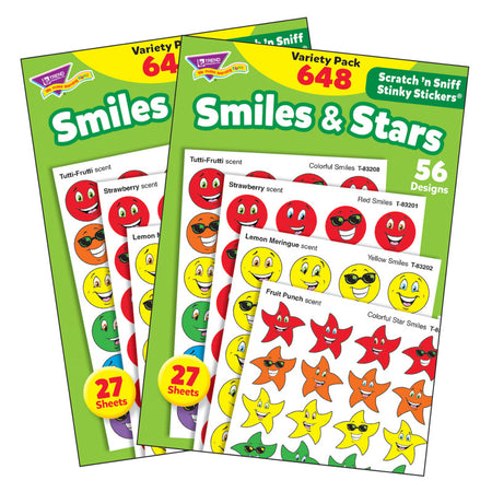 Smiles & Stars Stinky Stickers&reg; Variety Pack, 648 Per Pack, 2 Packs