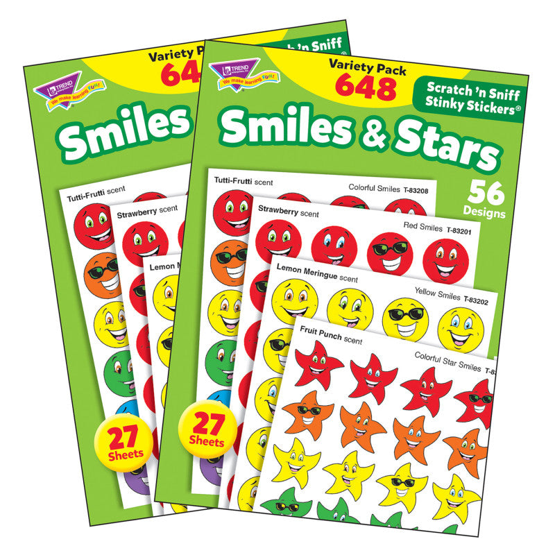 Smiles & Stars Stinky Stickers&reg; Variety Pack, 648 Per Pack, 2 Packs