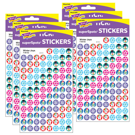 Winter Joys superSpots&reg; Stickers, 800 Per Pack, 6 Packs