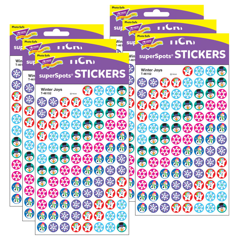Winter Joys superSpots&reg; Stickers, 800 Per Pack, 6 Packs