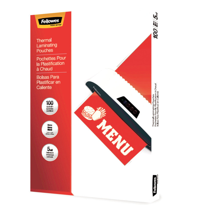 Thermal Laminating Pouches, Menu, 5mil, 100 pack