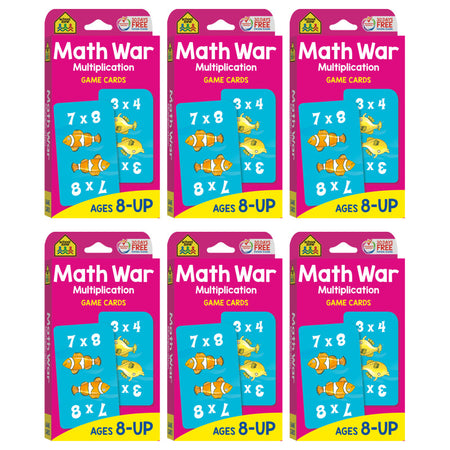 Math War Multiplication Game Cards, 6 Sets