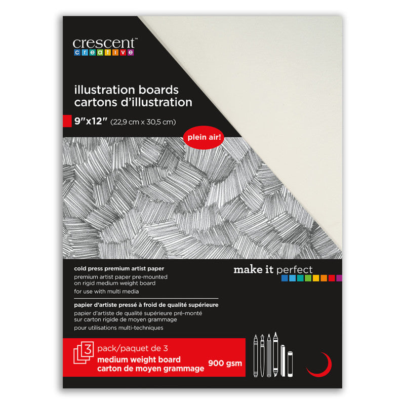 All-Purpose Cold Press Illustration Board, 8 x 10 in, White, 3-Pack