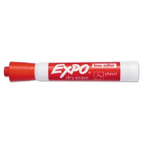 EXPO® Low Odor Dry Erase Markers, Chisel Tip, RED