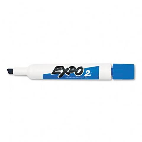 EXPO® Low Odor Dry Erase Markers, Chisel Tip, BLUE
