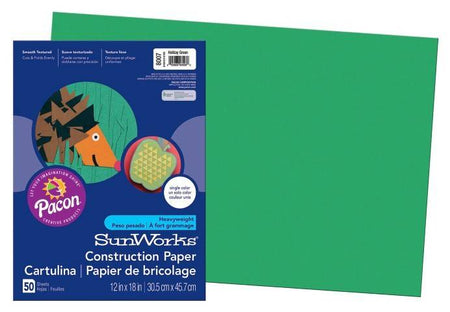 Pacon Construction Paper 12" x 18" 50 Sheets Per Pack Holiday Green