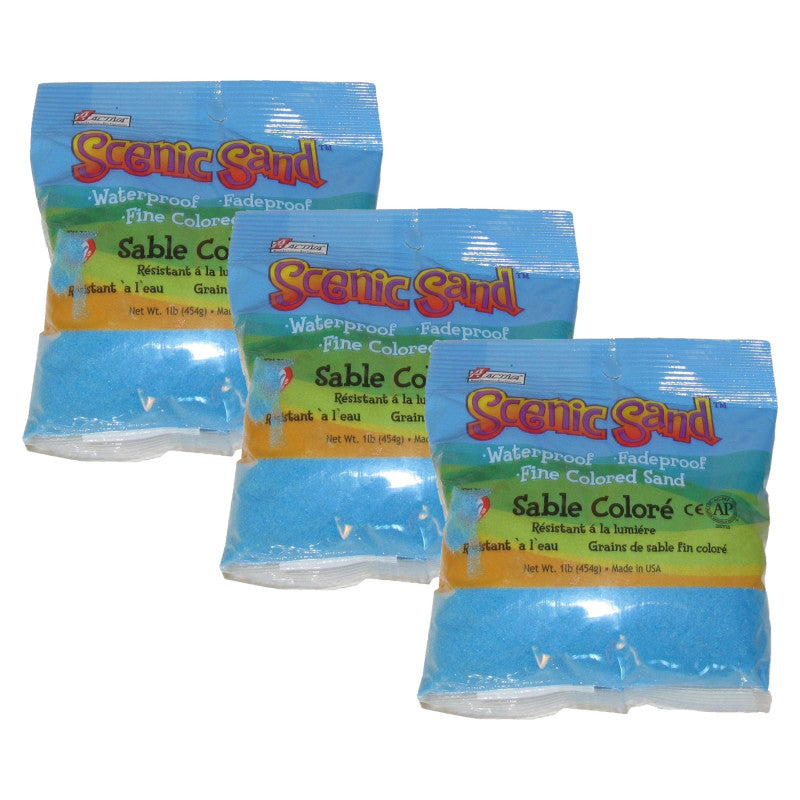 Scenic Sandâ¢ Craft Colored Sand, Light Blue, 1 lb (454 g) Bag, Set of 3