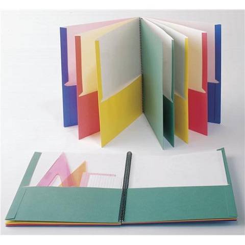 Eight pocket Spiral Bound, Multi-Pocket Portfolio, 8 1⁄2" x 11" Assorted colors