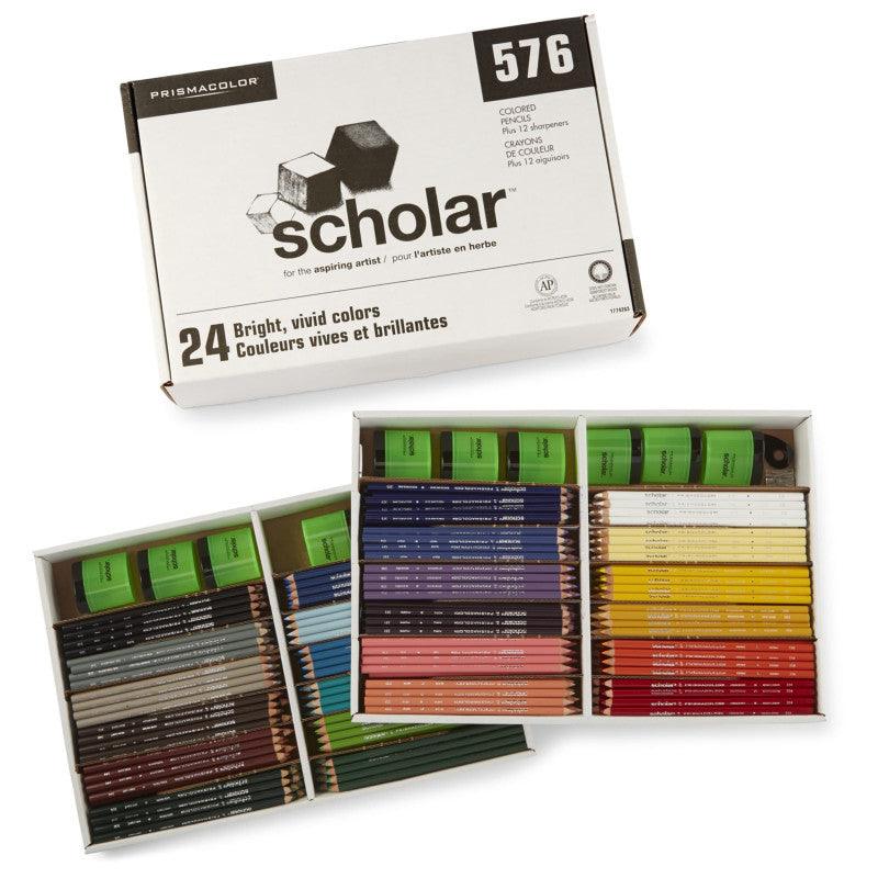 Scholar Colored Pencil Classroom Pack with 12 Sharpeners, 24 Colors, 576 Pencils