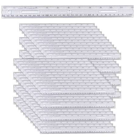 Plastic Ruler with Pencil Groove, 12-Inch, Clear, Pack of 48