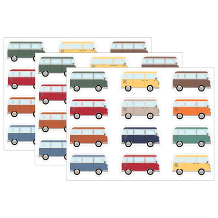 Moving Mountains Road Trip Camper Vans Mini Accents, 36 Per Pack, 3 Packs