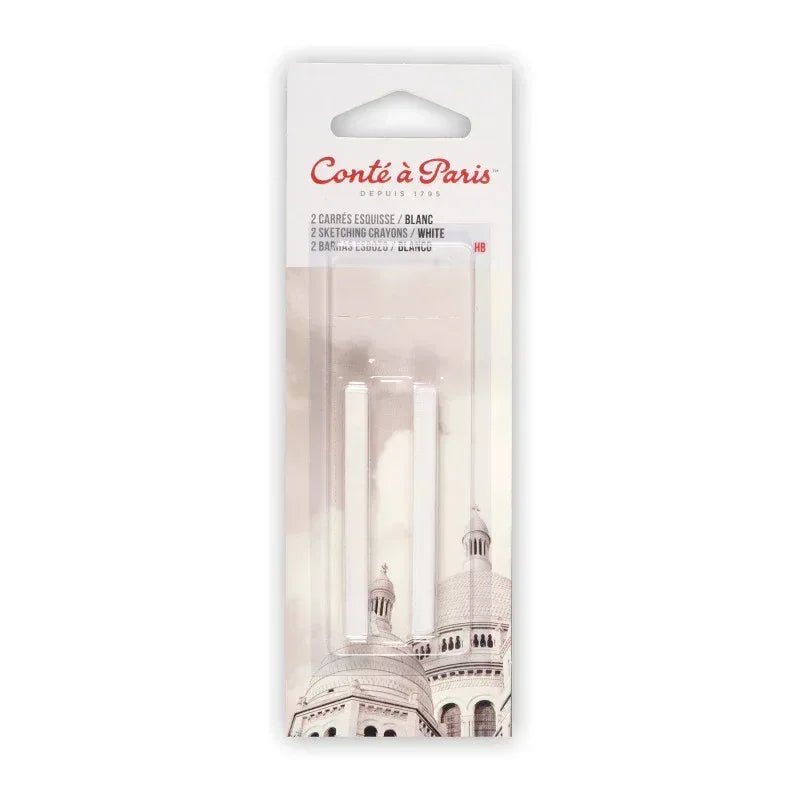 Carrés Esquisse Sketching Pastel Crayons, White HB, Pack of 2