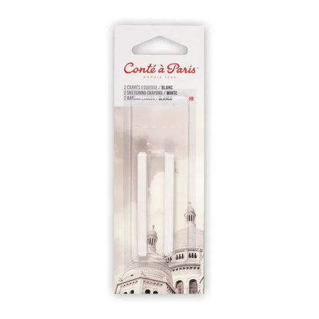 Carrés Esquisse Sketching Pastel Crayons, White HB, Pack of 2