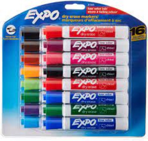 EXPO® Low Odor Dry Erase Marker, Chisel Tip, Assorted, 16-color set