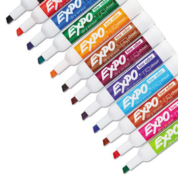 EXPO® Low Odor Dry Erase Marker, Chisel Tip, Assorted, 16-color set