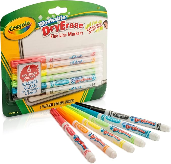 Crayola® 6 Color Washable Dry Erase Markers Fine Line
