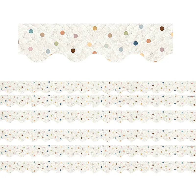 Everyone is Welcome Dots Scalloped Border Trim, 35 Feet Per Pack, 6 Packs