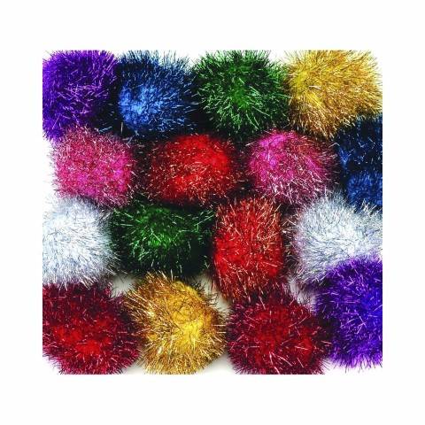 1/2 INCH GLITTER POM PONS - 80 PACK