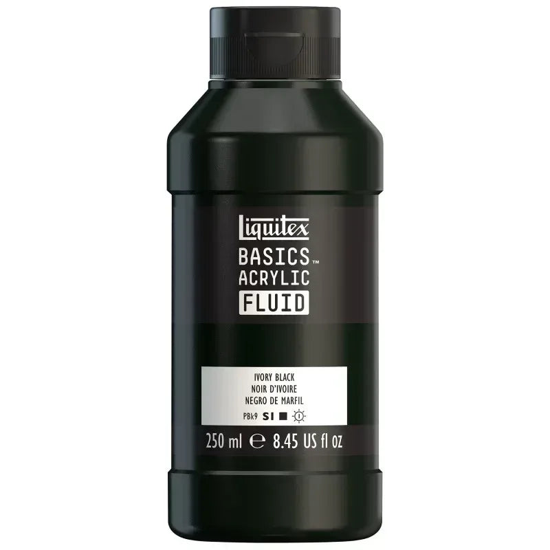 BASICS Acrylic Fluid, 250 mL, Bottle, Ivory Black