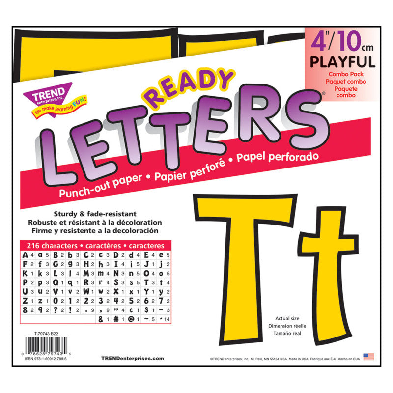 Yellow 4-Inch Playful Uppercase/Lowercase Combo Pack (EN/SP) Ready LettersÂ®