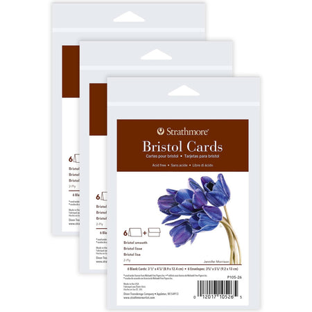 400 Series Bristol Cards & Envelopes, Anniversary Size, 3.5x4.875 inch, 6 Per Pack, 3 Packs