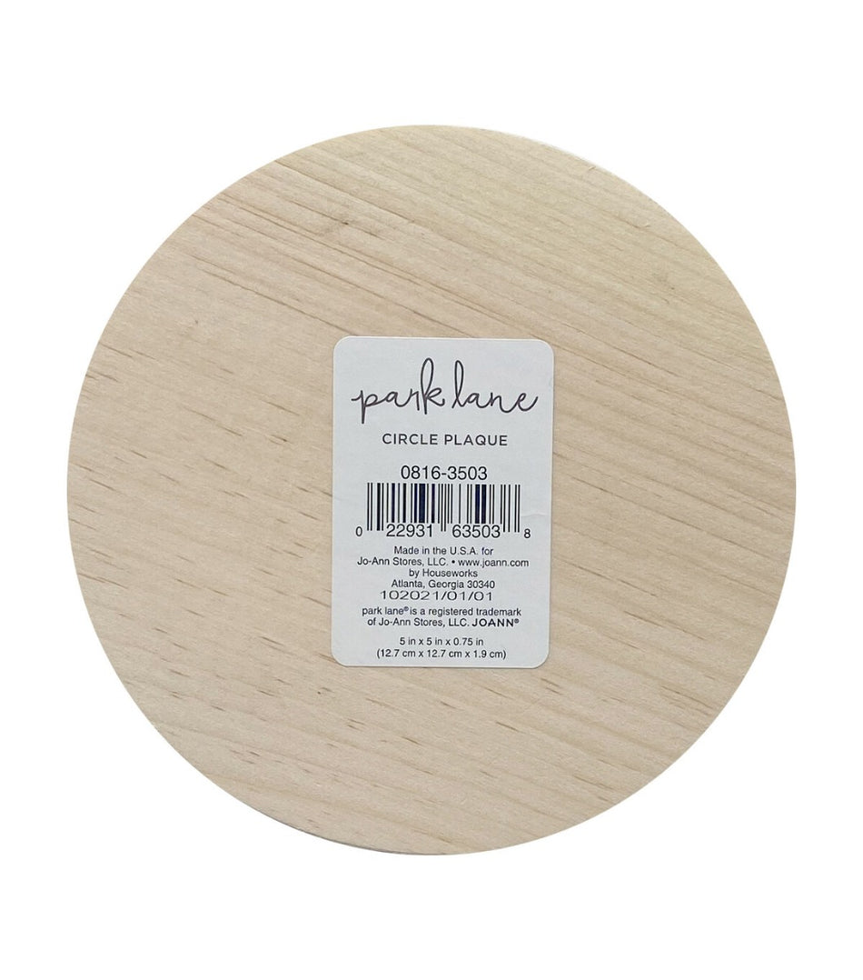 Wood Plaque - 5in x 5in x 3/4" Round