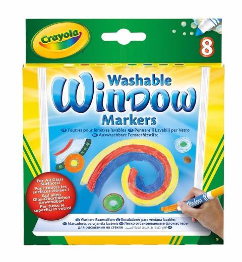 Crayola Washable Window Markers 8 Different Colors Bright Bold Colors (BIN588165)
