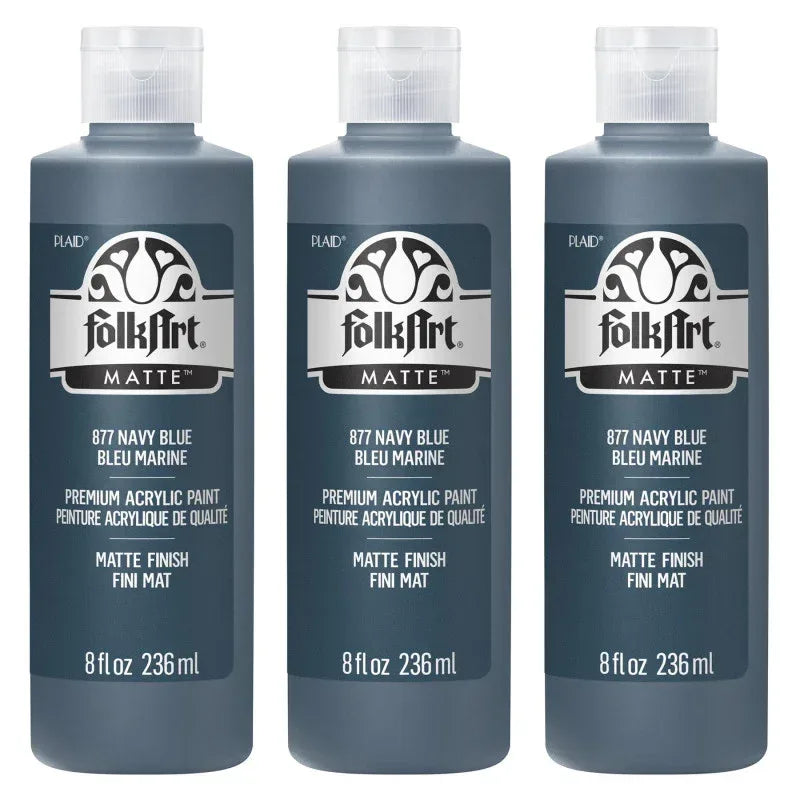 Acrylic Paint Matte, 8oz., Navy Blue, Pack of 3