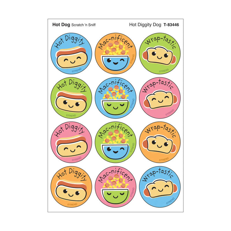 Hot Diggity Dog, Hot Dog scent Scratch 'n Sniff Stinky Stickers&reg;, Pack of 48