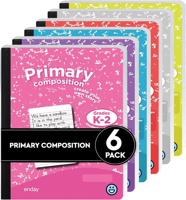 Primary Composition Notebook K-2, Primary Ruled Composition Book (6 Pack)
