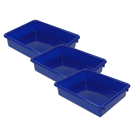 Stowaway&reg; 3" Letter Tray no Lid, Blue, Pack of 3