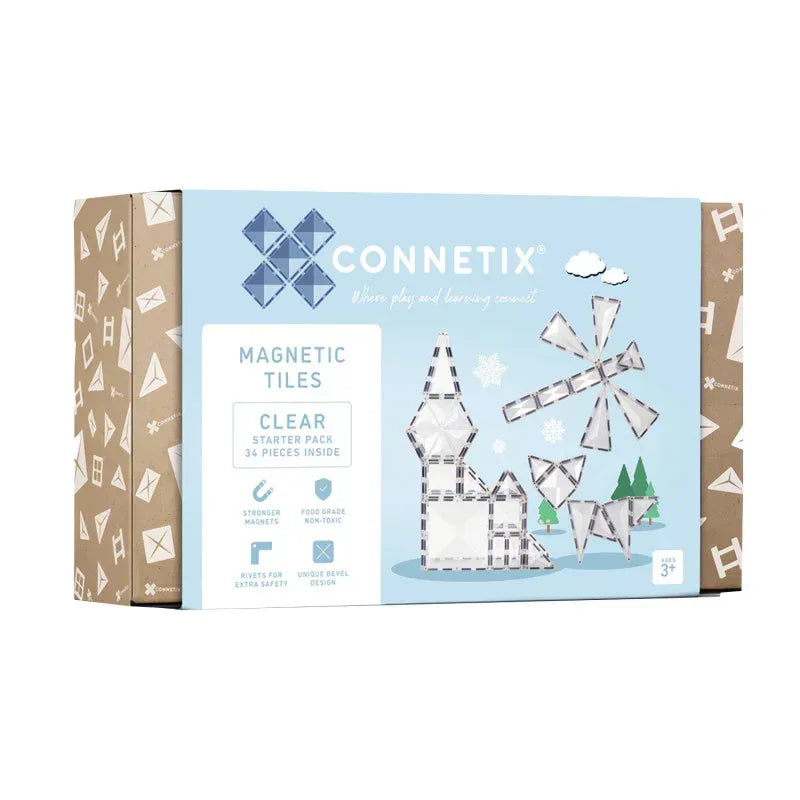 Magnetic Tiles Clear Starter Pack, 34 Pieces