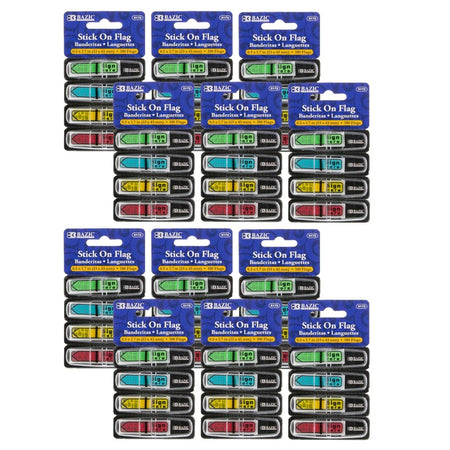 Neon Color Printed Sign Here Flags with Dispenser, 100 Per Pack, 12 Packs