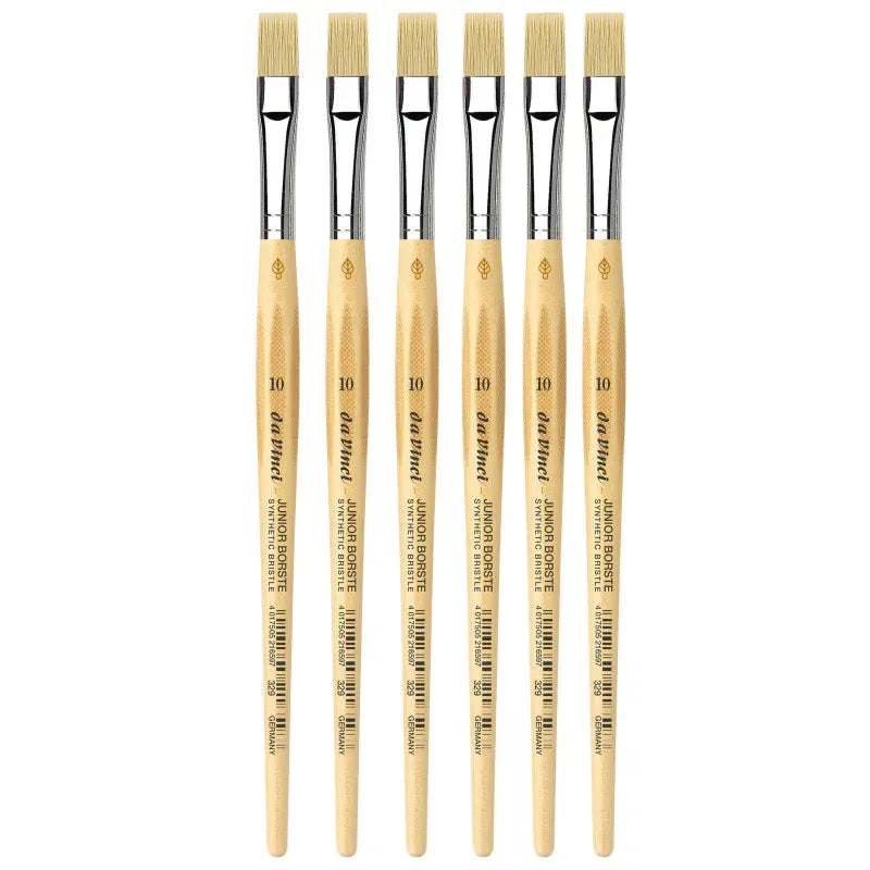 JUNIOR BORSTE Synthetic Student Brush, Synthetic, Tempera, Flat, Series 329, Size 10, Pack of 6