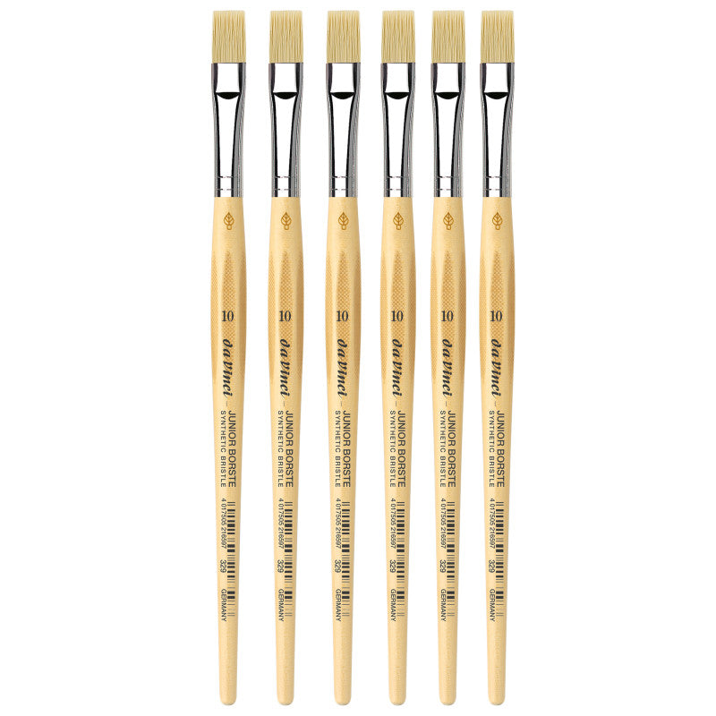 JUNIOR BORSTE Synthetic Student Brush, Synthetic, Tempera, Flat, Series 329, Size 10, Pack of 6