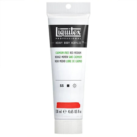 Professional Heavy Body Acrylic Paint, 138 mL Tube, Cadmium Free Red Medium