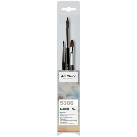 CASANEO Assorted Wash, Extra Soft Synthetic, Watercolor, 3 Brush Set