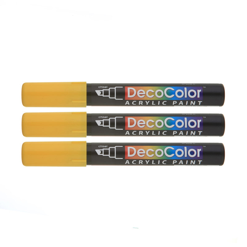 DecoColorÂ® Acrylic Paint Marker, 315-S, Chisel Tip, Yellow #5, Set of 3