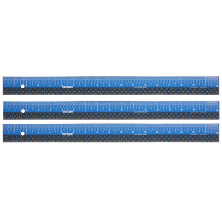 Easy Read&trade; Ruler, Stainless Steel, Blue/Black, 18", Pack of 3