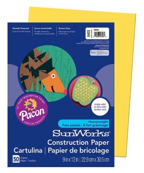PRANG® Construction Paper 9" x 12" 50 Sheets Per Pack Medium Weight Yellow