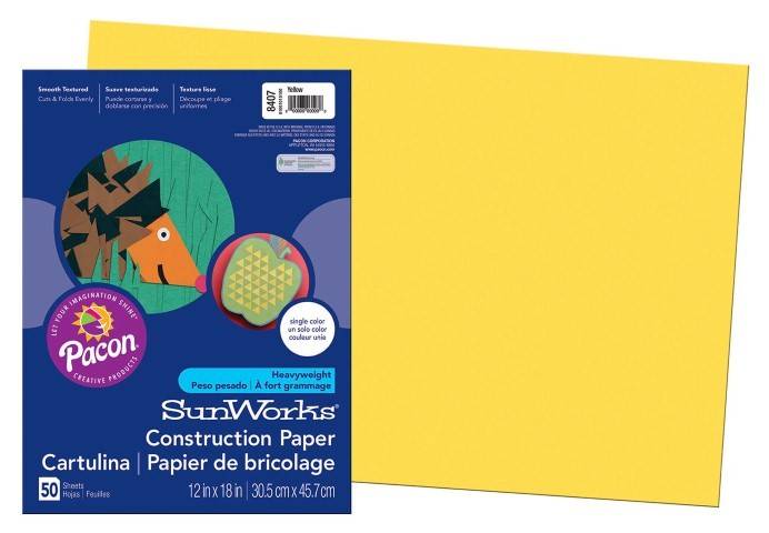 Pacon Construction Paper 12" x 18" 50 Sheets Per Pack Yellow