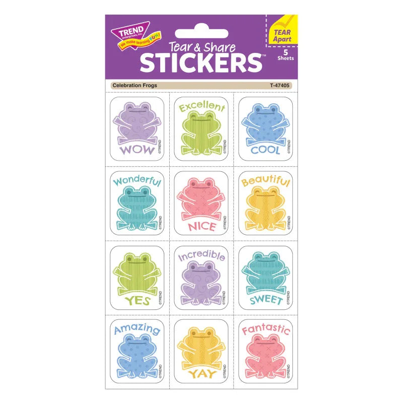 Celebration Frogs Tear & Share Stickers&reg;, 60 Count