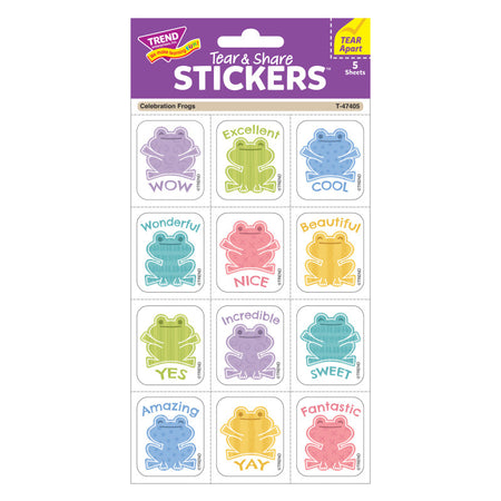 Celebration Frogs Tear & Share Stickers&reg;, 60 Count