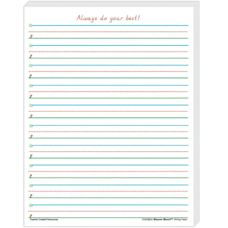 Smart Start 1-2 Writing Paper: 100 Sheets