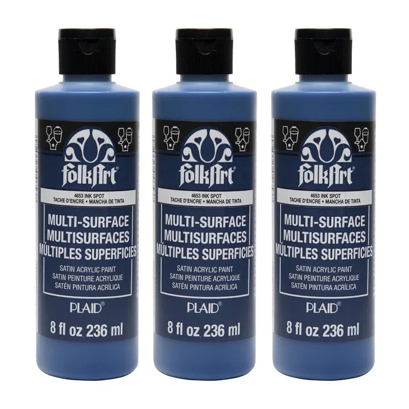 Acrylic Paint Multi-Surface Satin, 8oz., Ink Spot, Pack of 3