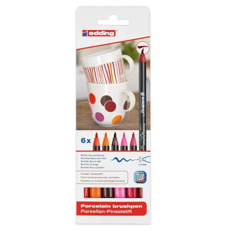 4200 Series Porcelain Brush Pen, Warm Colors, Set of 6